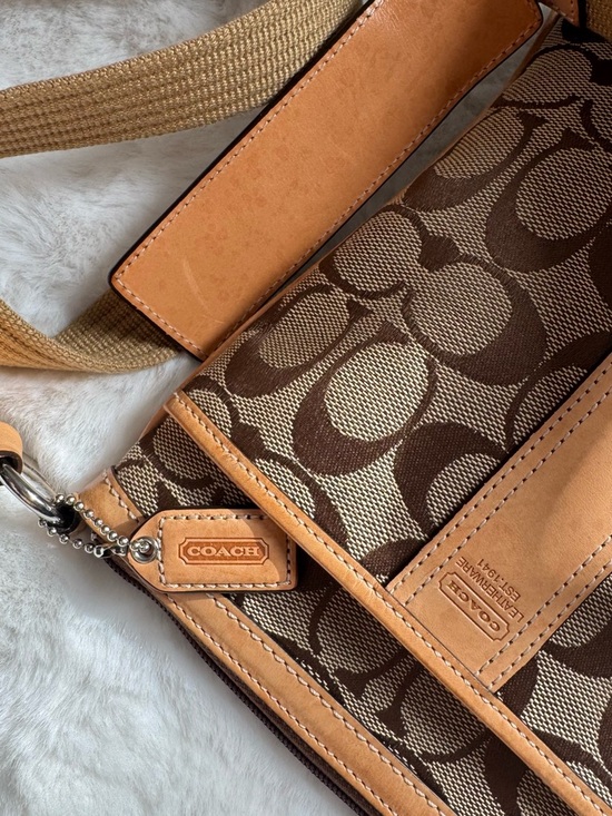 Coach Handbags - Coach Signature Crossbody Bag Y2K Brown Tan Mini Canvas Leather